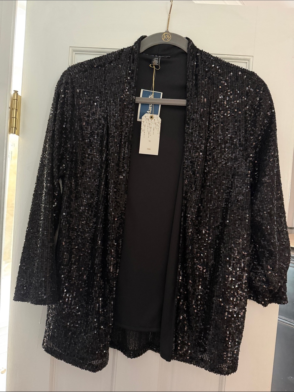 Cable & Gauge Black Sequin Open Front Jacket